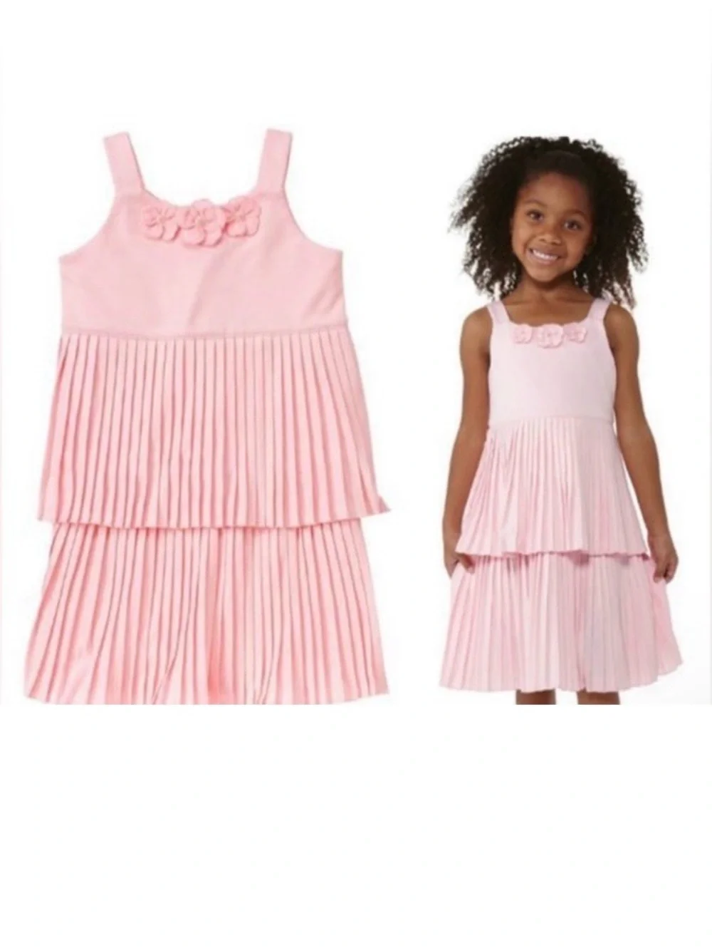 Gymboree Girls ‘Easter Celebrations’ Pink Pleated Tiered Sleeveless Dress Size 4